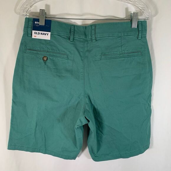 New Old Navy Chino Shorts Men's 30 Green Slim 9" Inseam Built in Flex Cotton - Picture 5 of 6